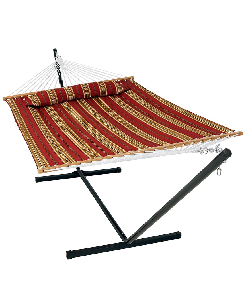 SUNNYDAZE SUNNYDAZE 2-PERSON QUILTED SPREADER BAR HAMMOCK BED W/ PILLOW 