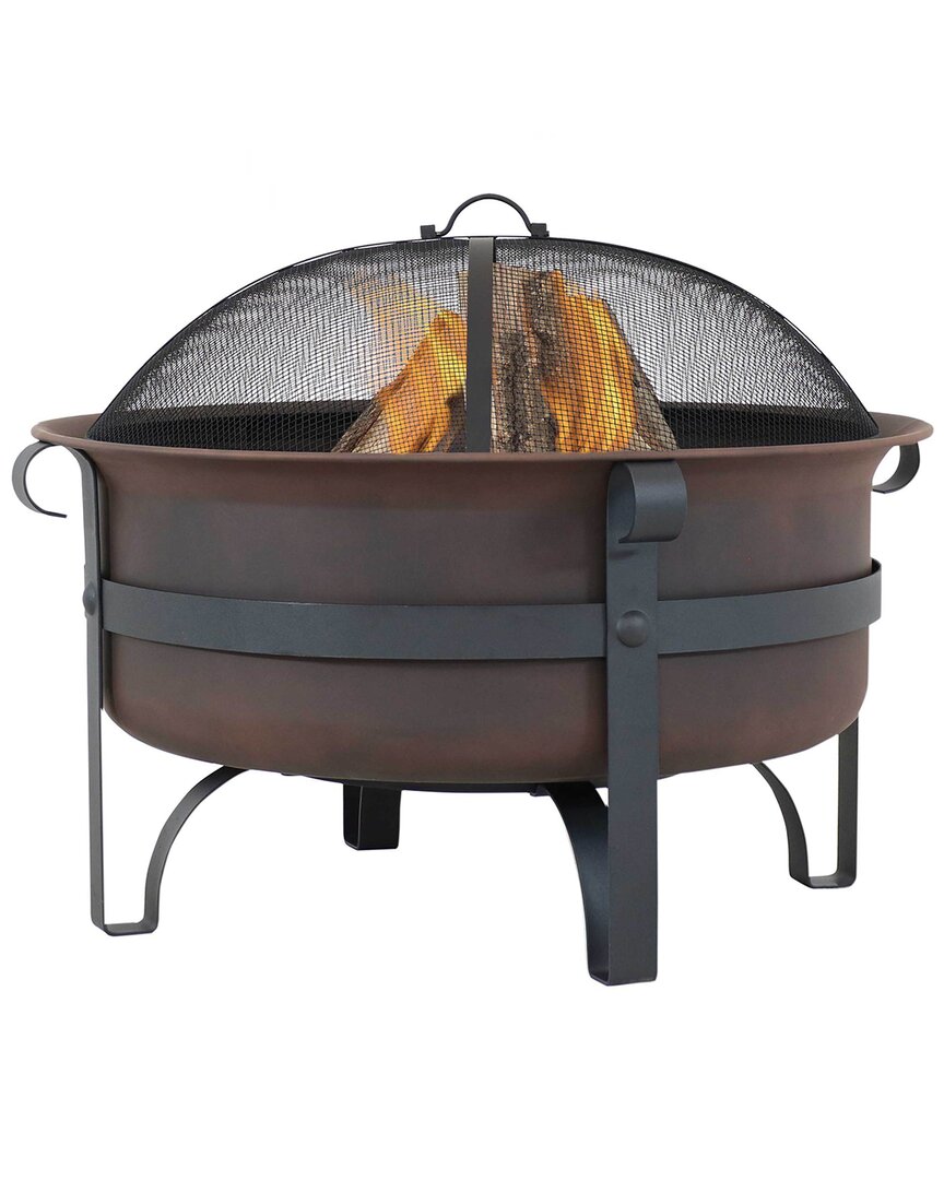 SUNNYDAZE SUNNYDAZE 29IN CAULDRON FIRE PIT STEEL WITH POKER AND SPARK SCREEN 