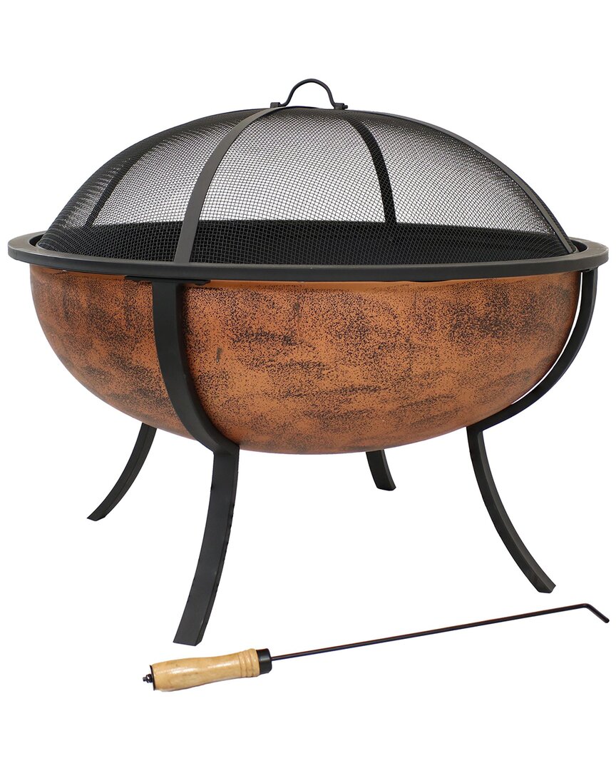 Sunnydaze Large Copper Finish Outdoor Fire Pit Bowl With Screen