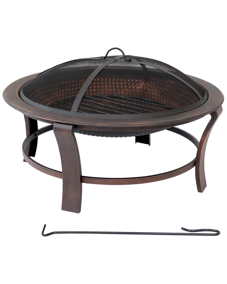 Sunnydaze 29in Elevated Round Fire Pit Bowl With Stand Set In Bronze