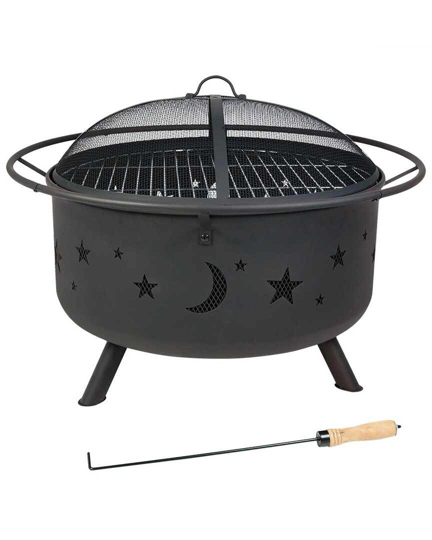 Sunnydaze 30in Fire Pit Steel Cosmic Design In Black
