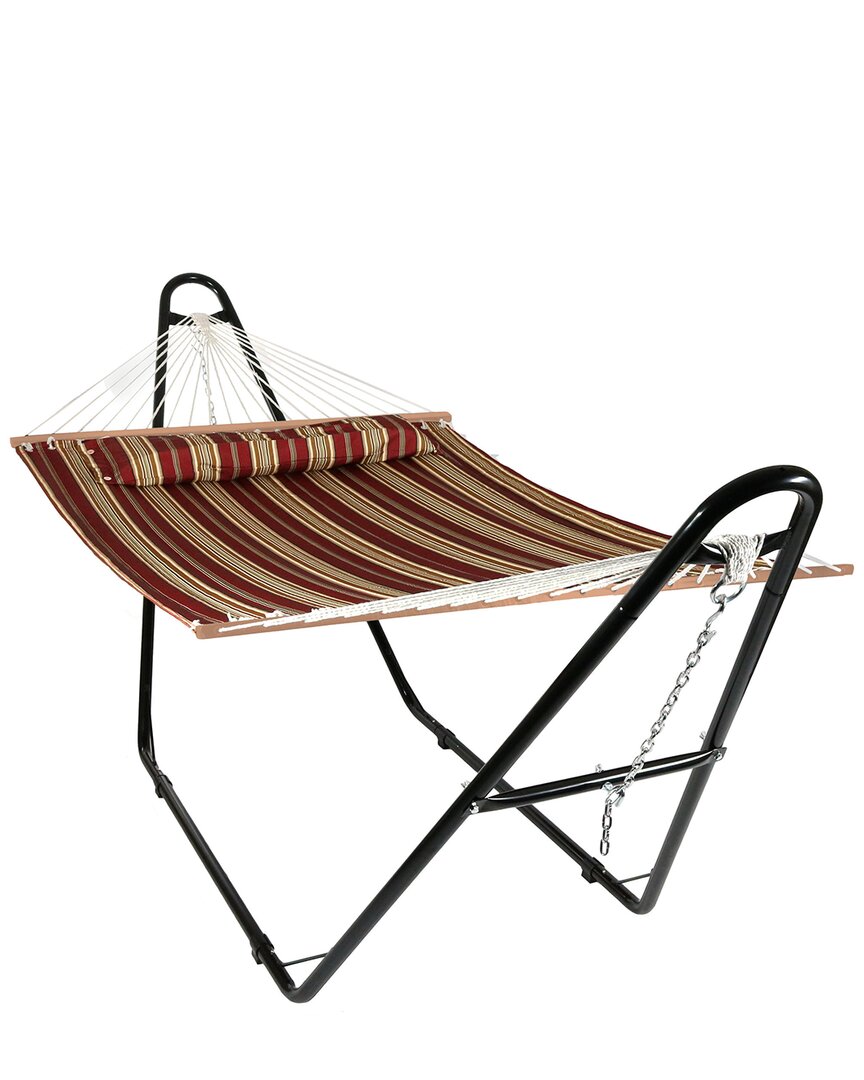 Sunnydaze Quilted 2-person Hammock With Universal Steel Stand In Red