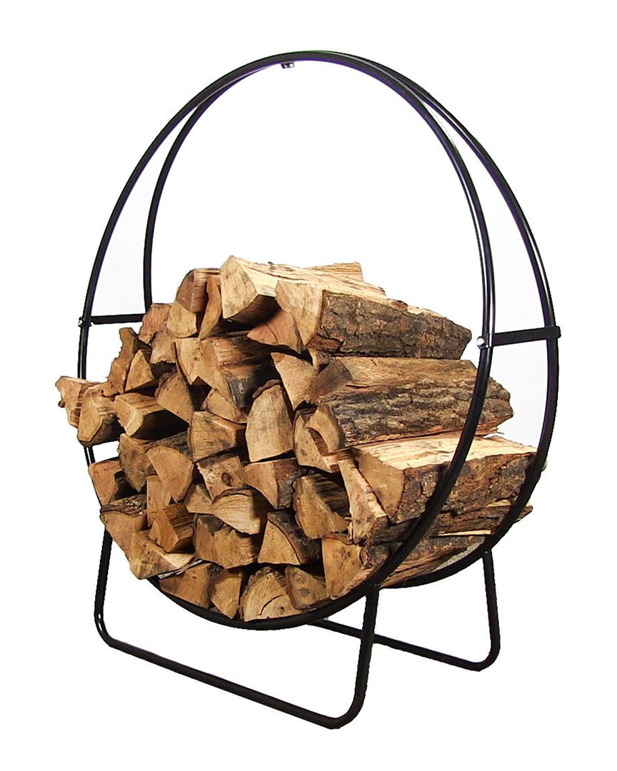 Sunnydaze 24in Tubular Steel Log Hoop Fireplace Firewood Holders Rack In Black