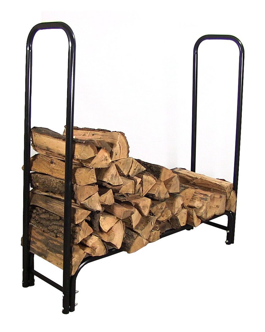 Sunnydaze Log Rack 4' Black Steel Outdoor Firewood Stacker Storage Holder