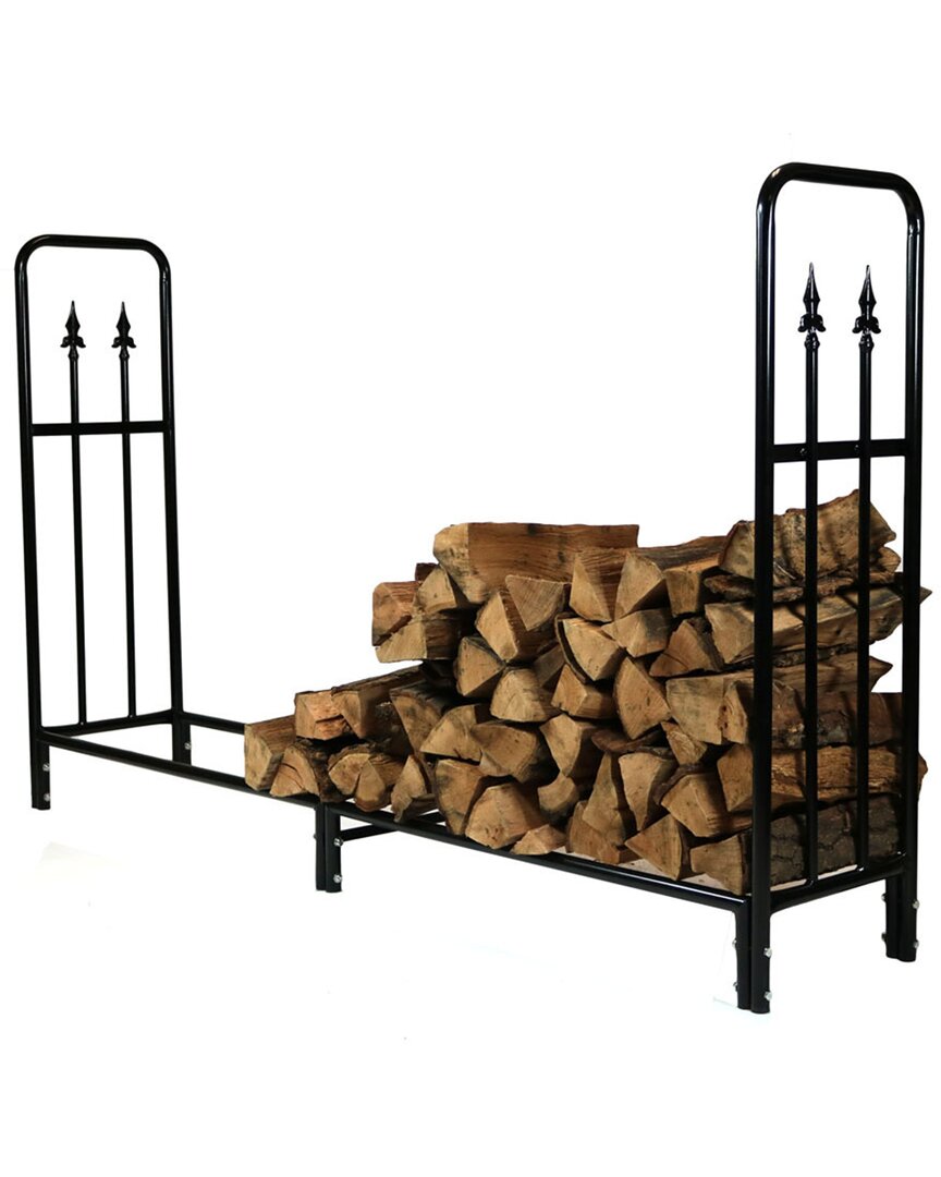 Sunnydaze Log Rack 6' Black Steel Indoor Outdoor Decorative Firewood Holder