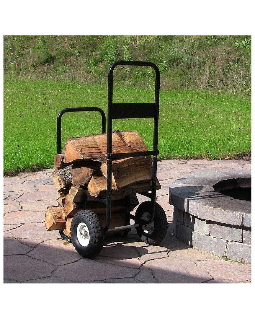 Sunnydaze Log Cart Steel Heavy-duty Rolling Wheeled Firewood Carrier Dolly In Black