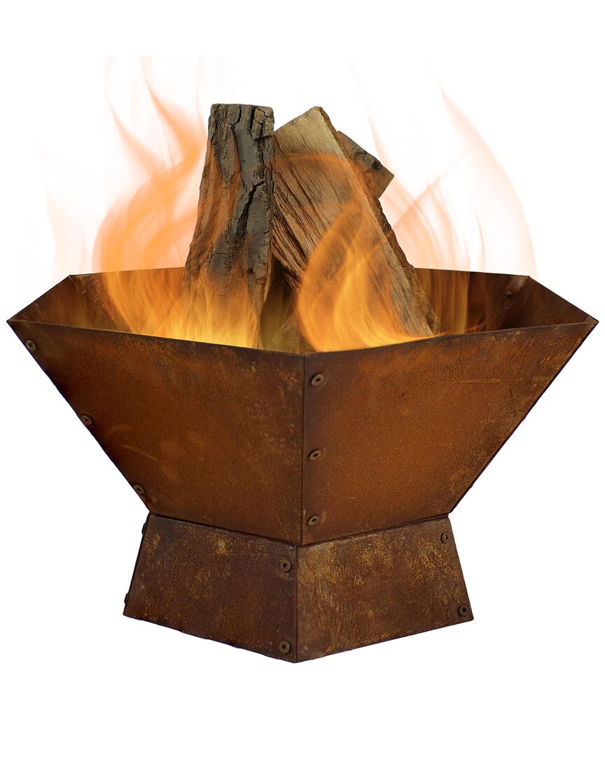 Sunnydaze 23in Fire Pit Steel With Oxidized Rustic Finish And Hexagon Shape In Orange