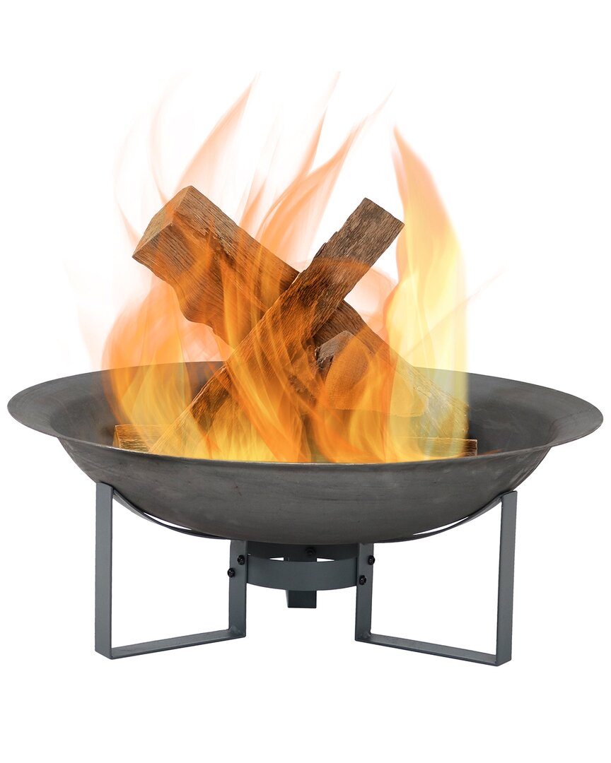 Sunnydaze 23in Fire Pit Cast Iron Modern Wood-burning Fire Bowl With Stand In Bronze
