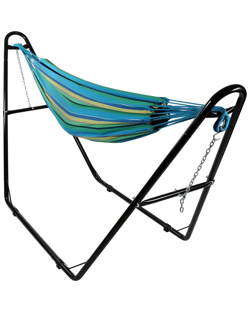 Sunnydaze 2-person Brazilian Cotton Hammock With Universal Stand In Green