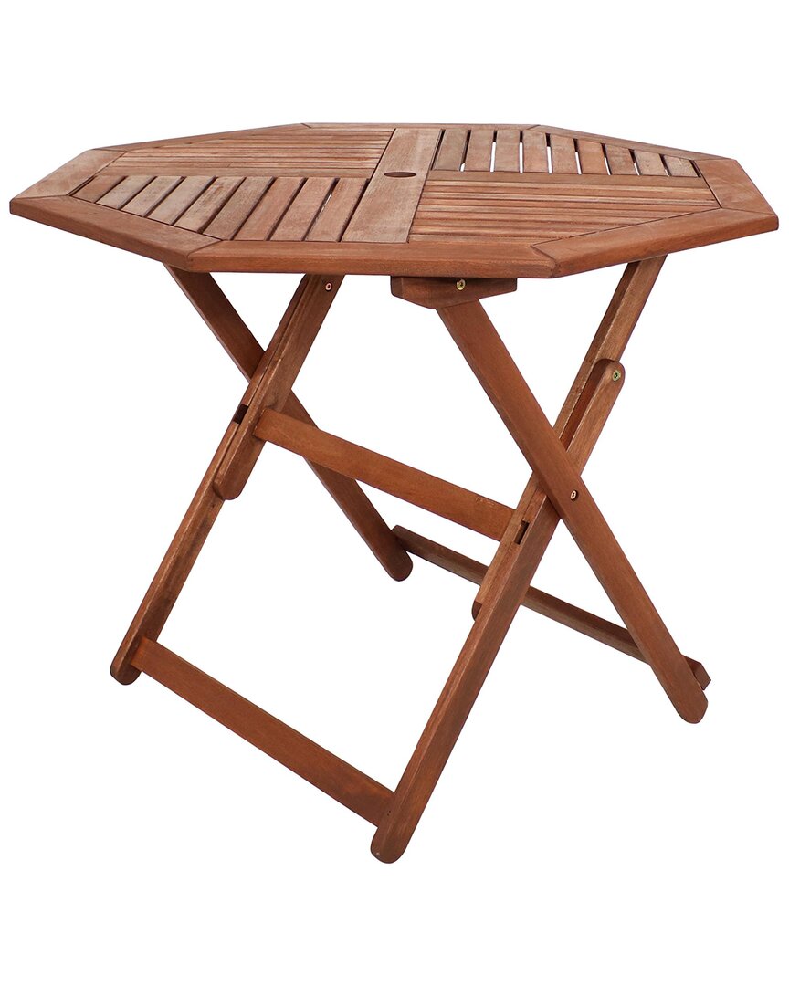 Shop Sunnydaze Meranti Wood Folding Octagon Table In Brown