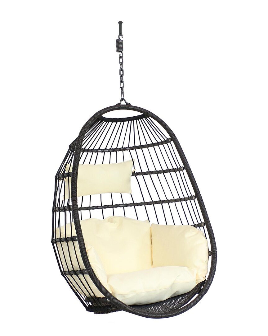 Sunnydaze Penelope Hanging Egg Chair In Black