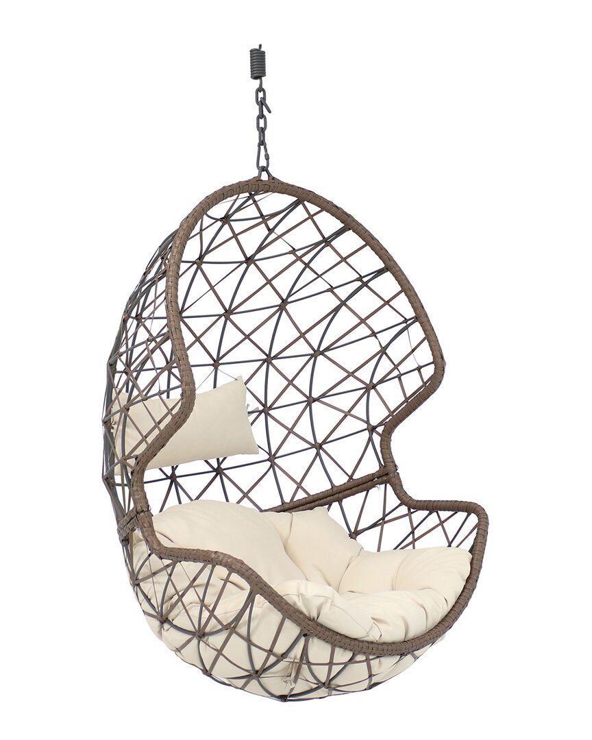 Sunnydaze Danielle Hanging Basket Egg Chair Swing In Cream