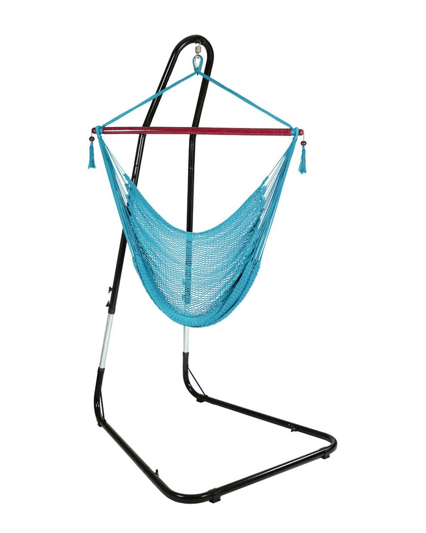 Sunnydaze Caribbean Extra-large Hammock Chair W/ Adjustable Stand In Blue