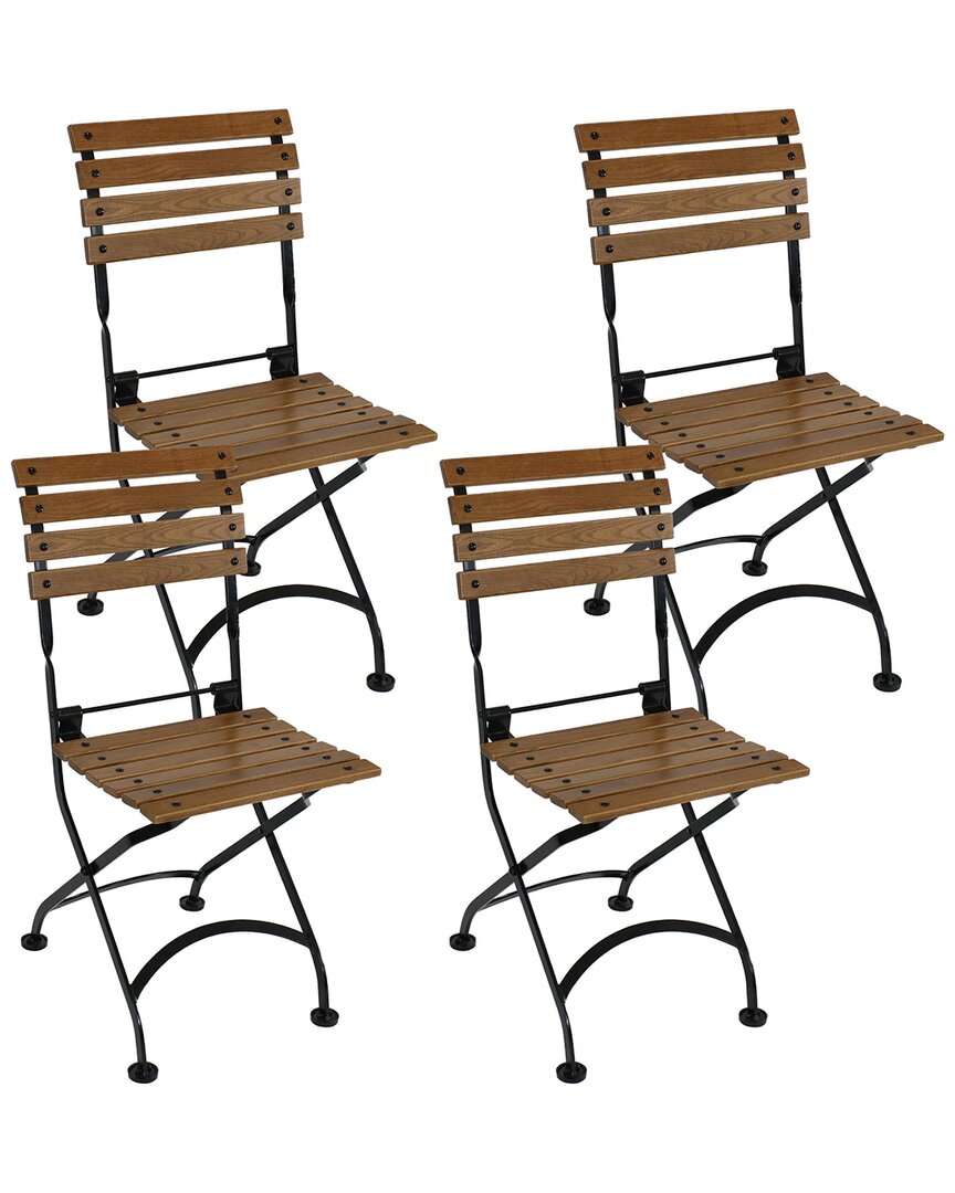 SUNNYDAZE SUNNYDAZE BASIC EUROPEAN CHESTNUT WOODEN FOLDING BISTRO ARMCHAIR 