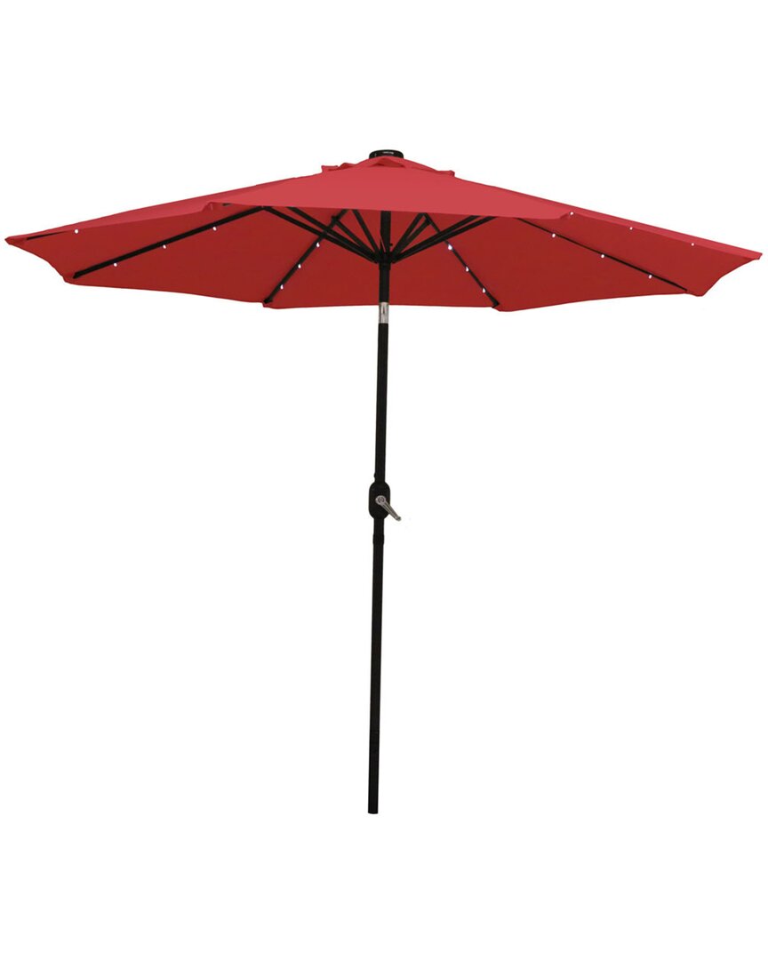 Sunnydaze Outdoor Solar-powered Lighted Patio Umbrella In Red
