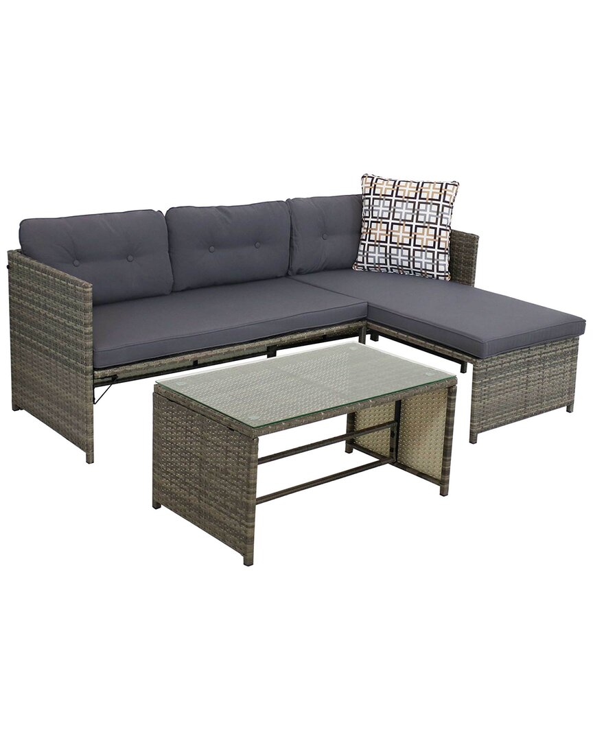 Sunnydaze Longford Patio Sectional Sofa Set In Brown