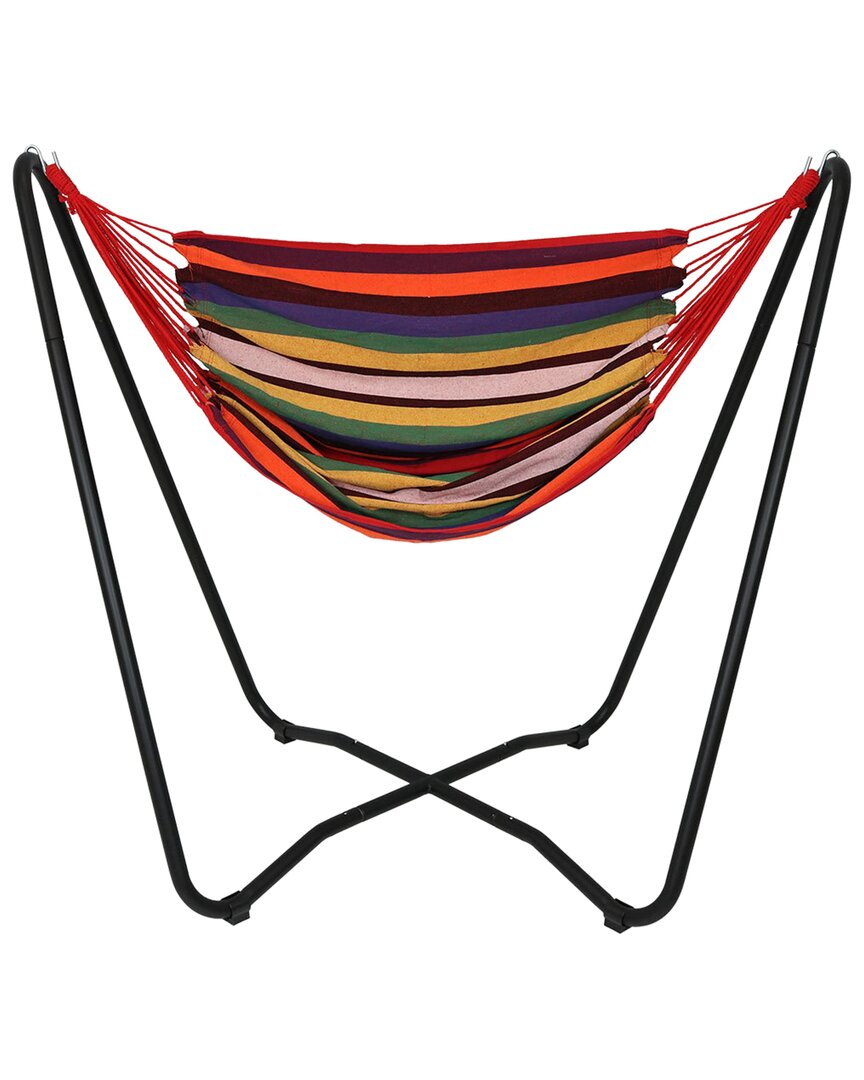 Sunnydaze Hanging Rope Hammock Chair Swing In Multi