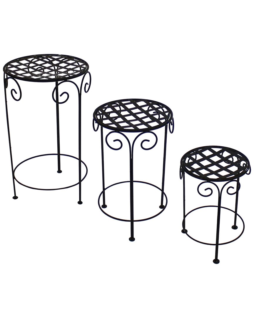 Sunnydaze 3piece Metal Iron Plant Stand Set In Black ModeSens