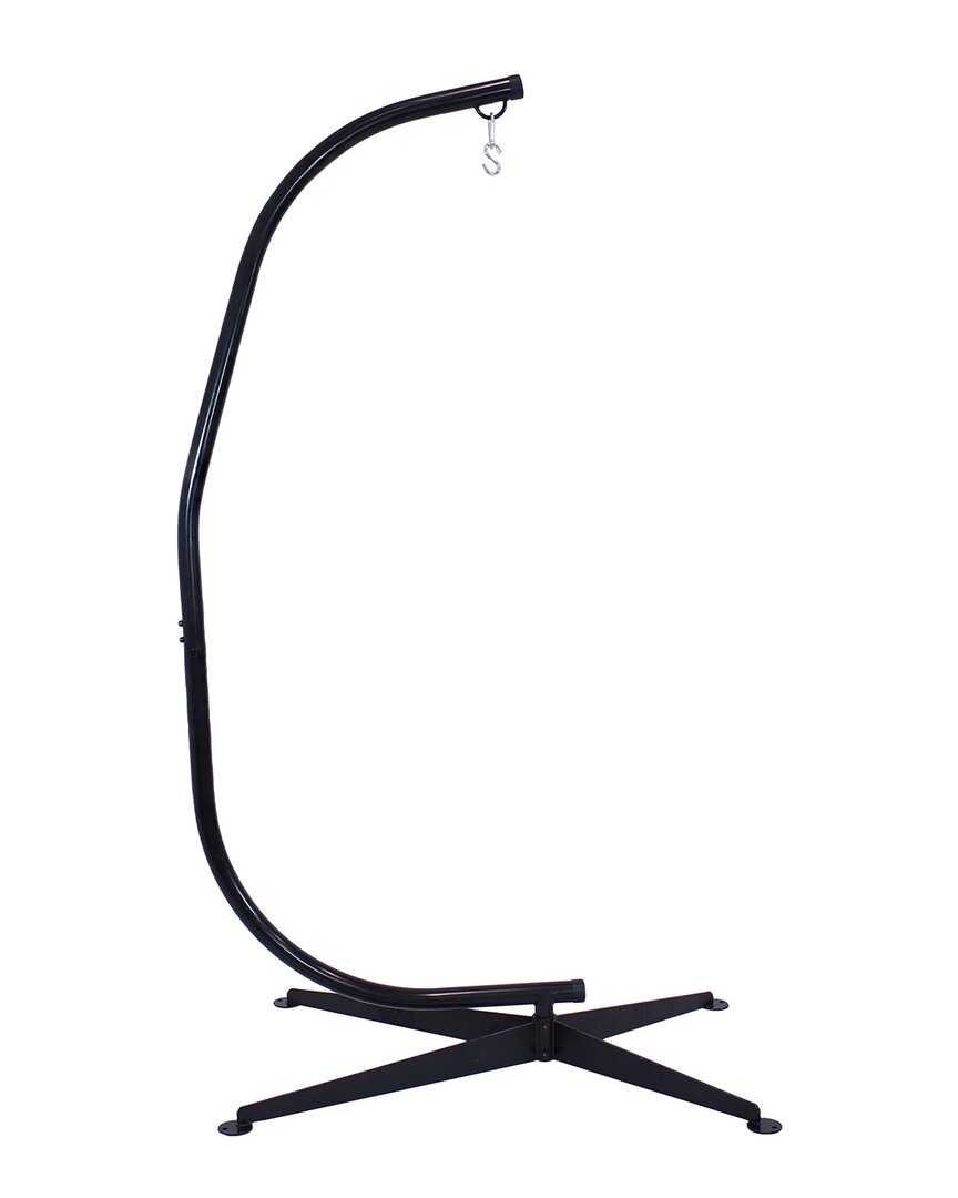 SUNNYDAZE SUNNYDAZE DURABLE C-STAND FOR HANGING HAMMOCK CHAIRS BLACK POWDER-COATED STEEL 