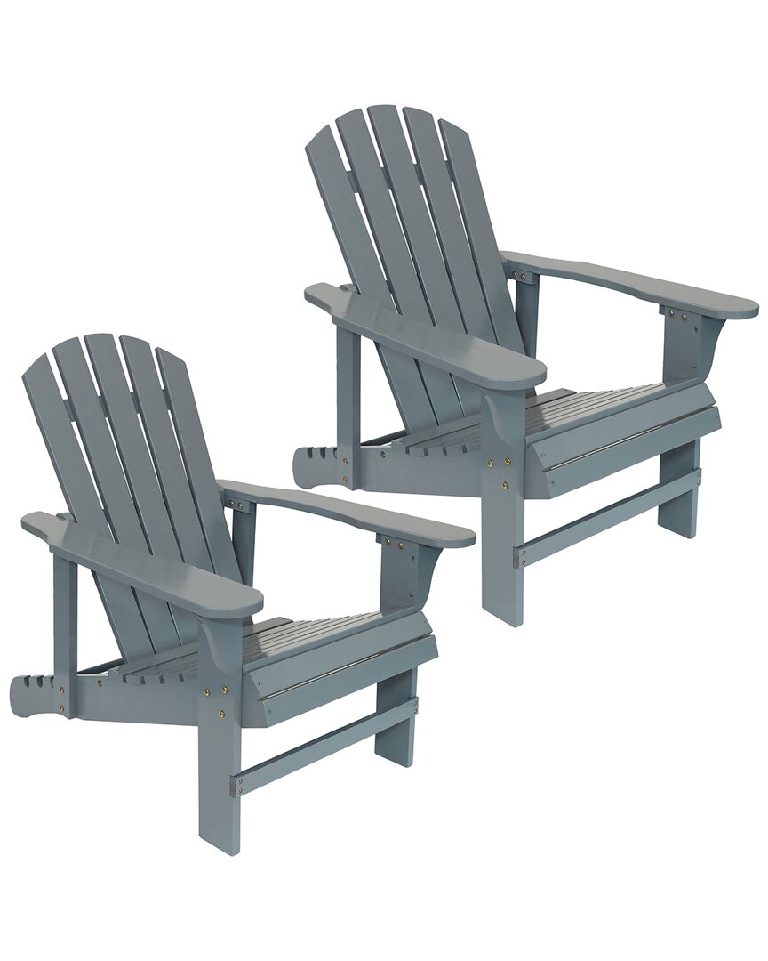 Sunnydaze Adirondack Chairs With Adjustable Backrest Wood In Grey