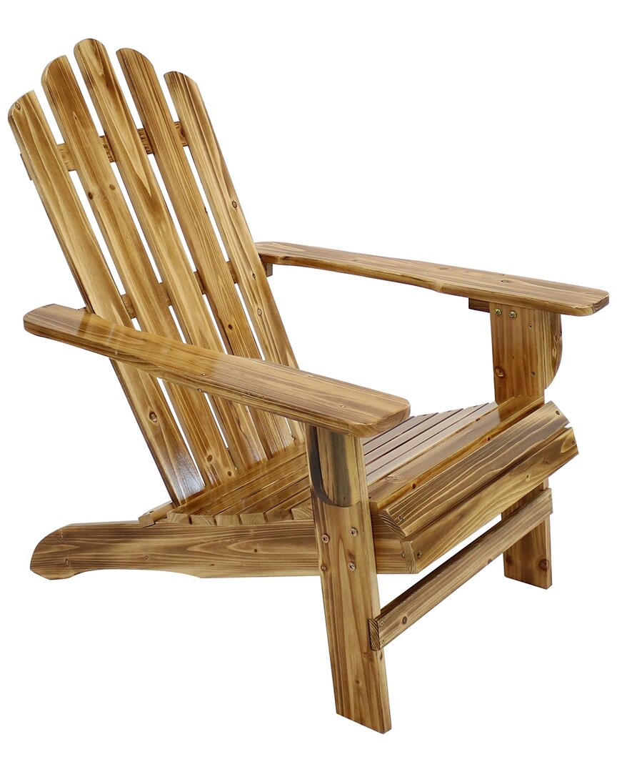Sunnydaze Adirondack Chair Rustic Wood Design Outdoor Seat In Brown