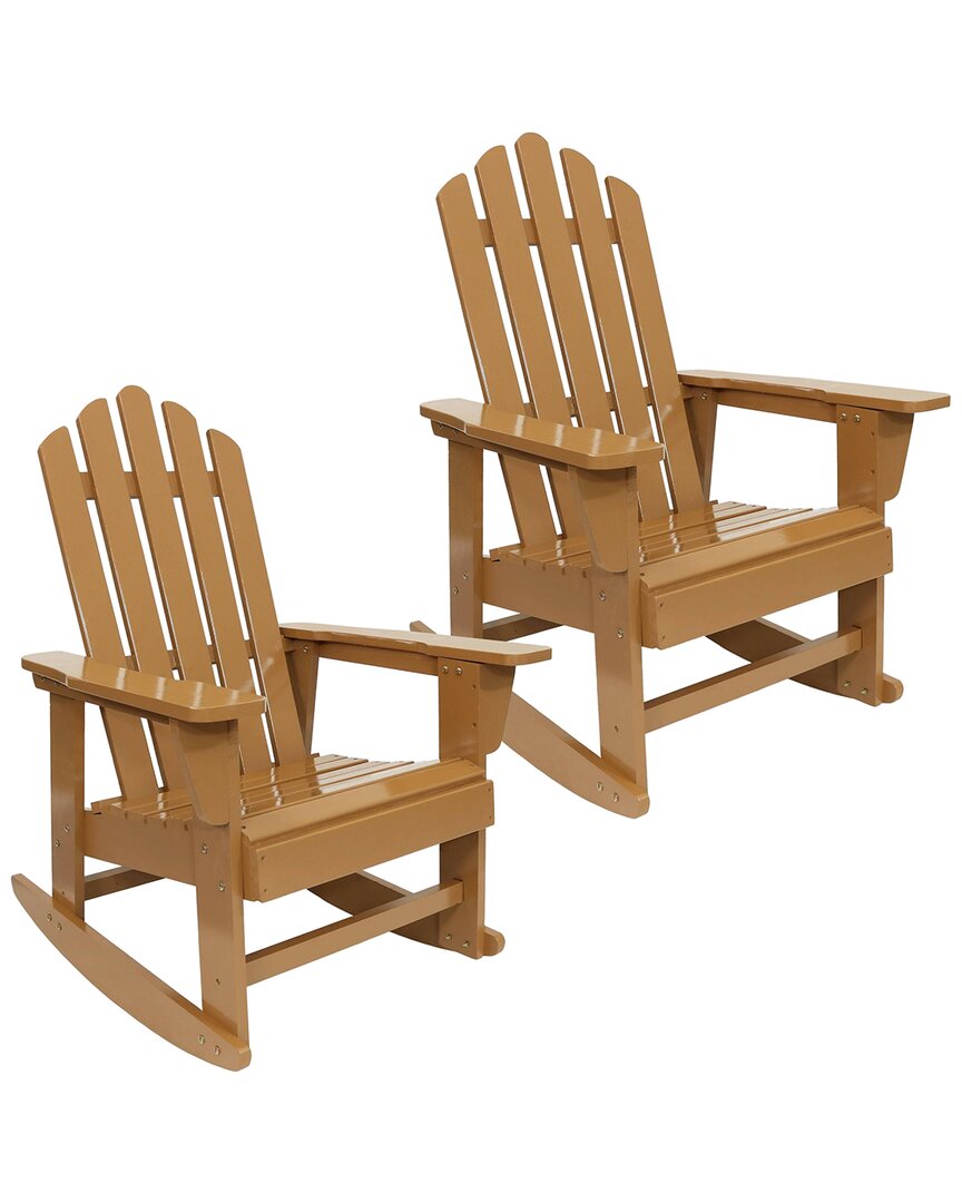 Sunnydaze Classic Wooden Adirondack Roc Chair With Cedar Finish Set In Brown