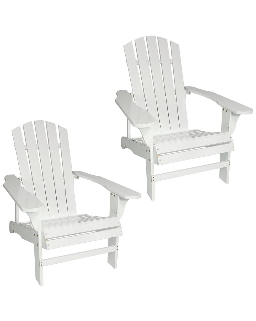 Sunnydaze Coastal Bliss Wooden Adirondack Chair Set In White