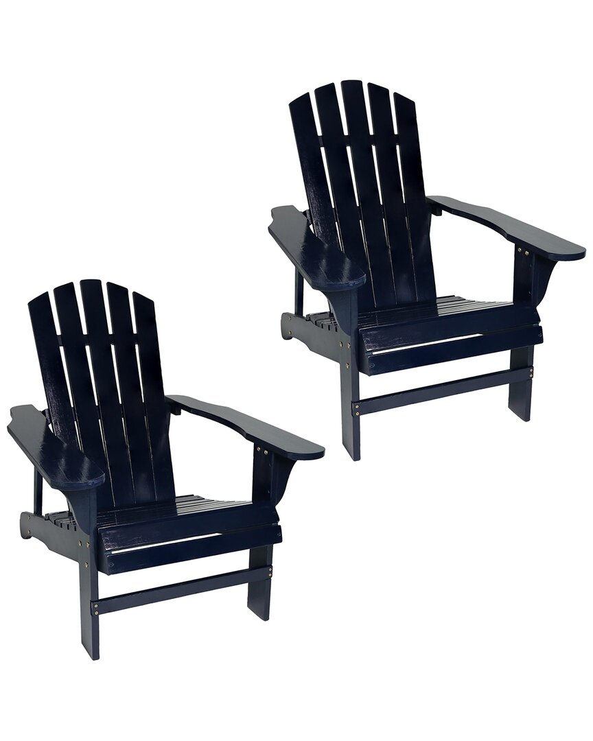 Sunnydaze Coastal Bliss Wooden Adirondack Chair Set In Blue