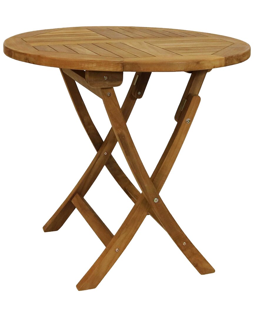 SUNNYDAZE SUNNYDAZE FOLDING ROUND TEAK OUTDOOR PATIO TABLE