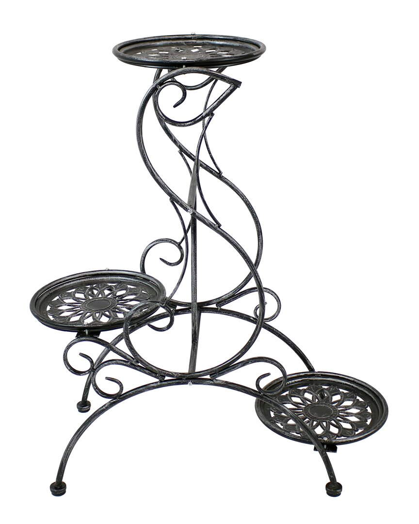 Sunnydaze 3-tier Victorian Indoor Outdoor Metal Plant And Flower Stand In Grey