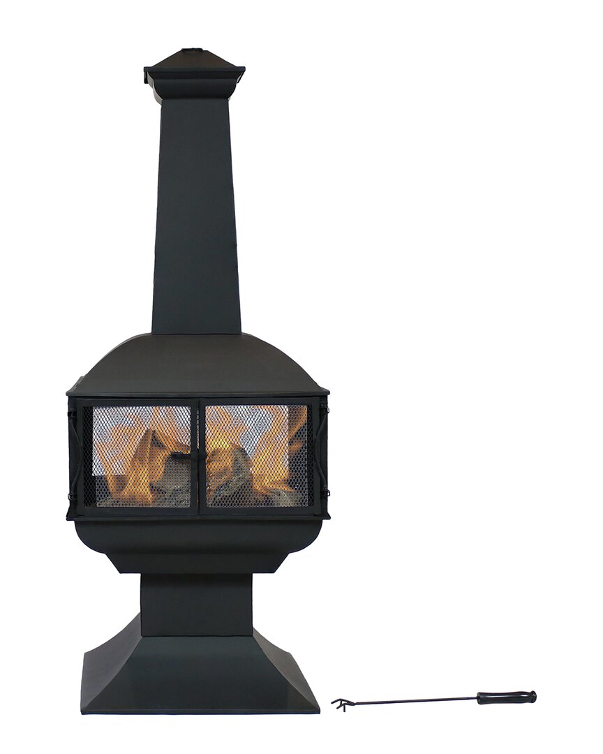 Sunnydaze 57in Chiminea Wood-burning 360-degree Fire Pit Steel With Black Finish