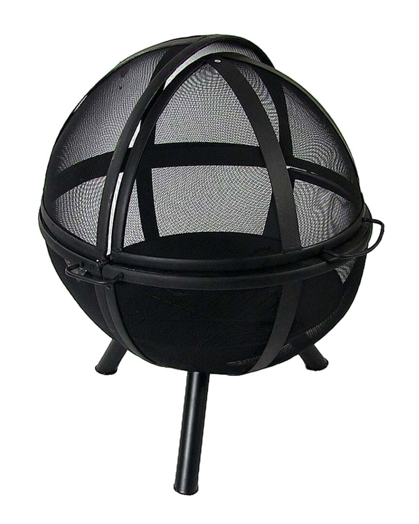 Sunnydaze 30in Fire Pit Black Steel Flaming Ball With Protective Cover And Poker