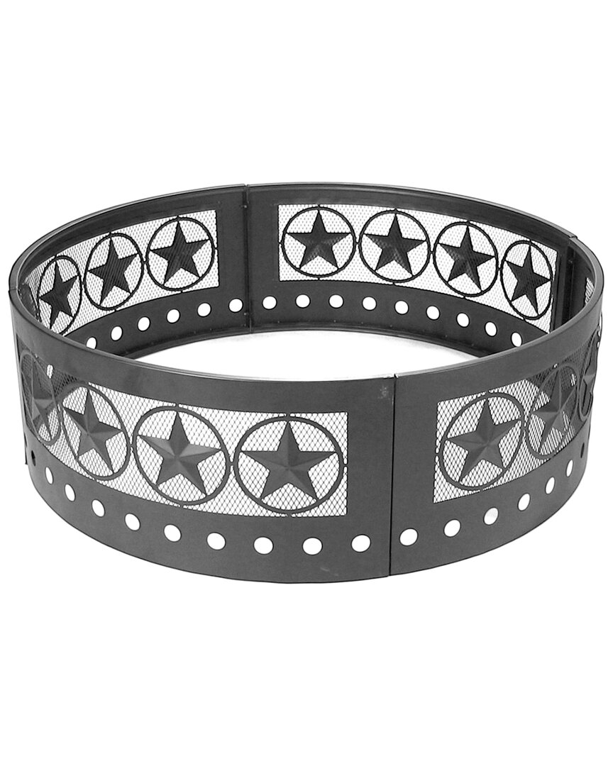 Shop Sunnydaze 36in Wood Burning Fire Ring Steel With Four-star Cut-out Campfire Fire In Black