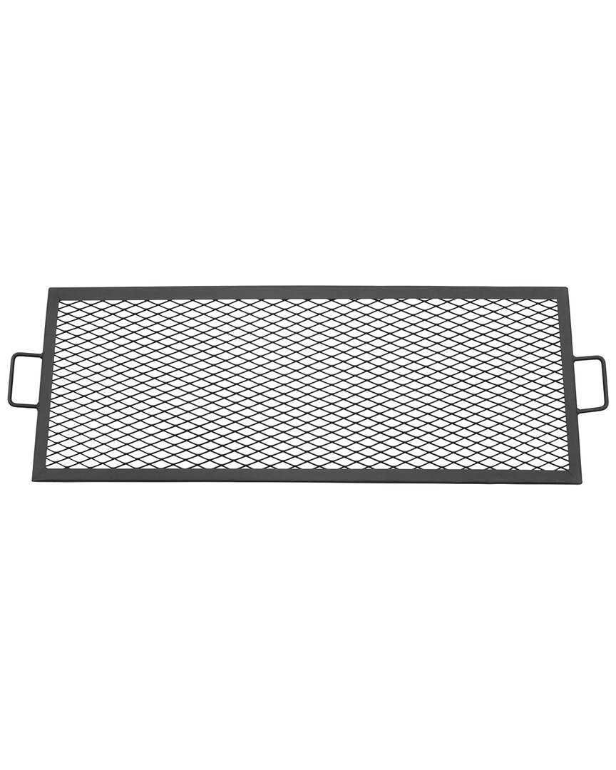 Sunnydaze 40in Fire Pit Coo Grill Grate Steel Mesh X-marks Rectangle Camp In Black