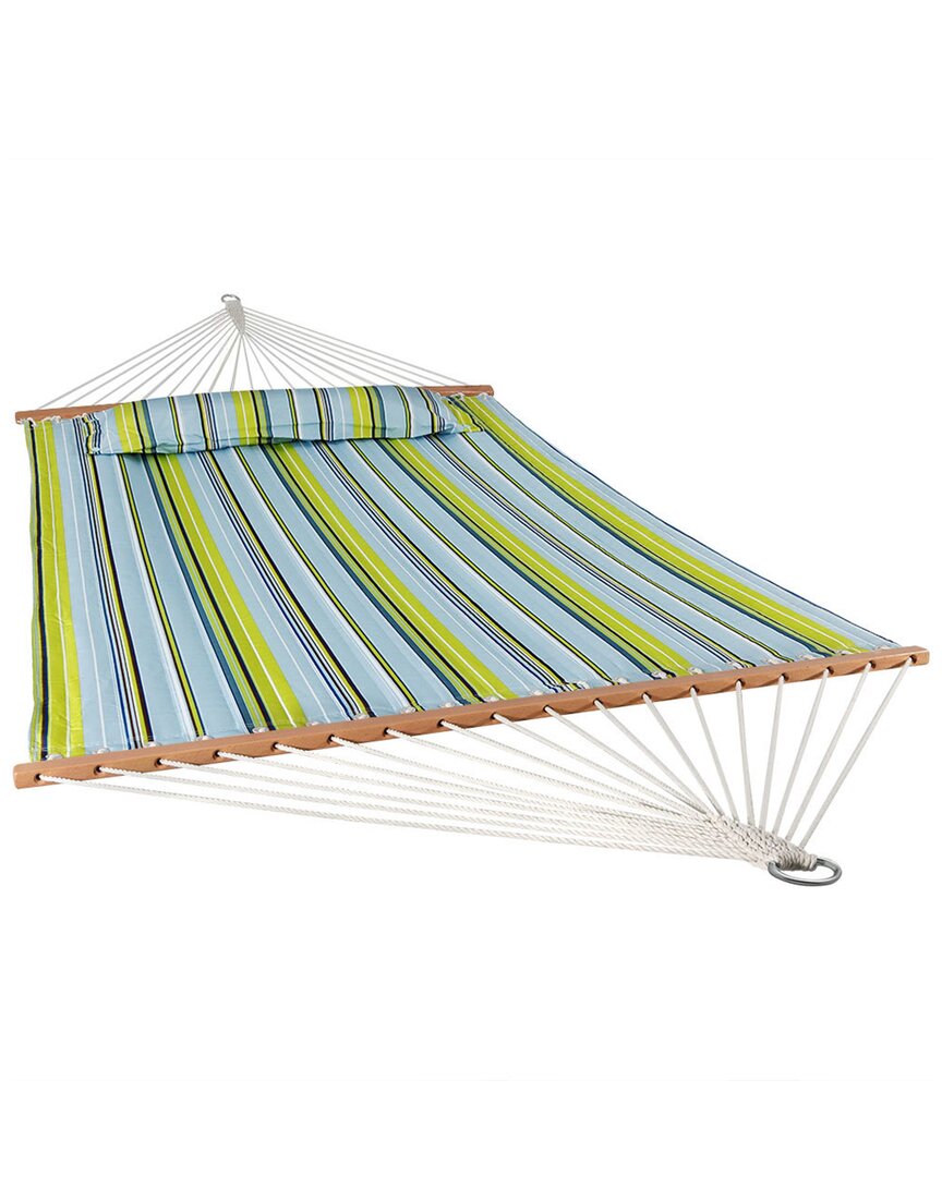 Sunnydaze 2-person Quilted Outdoor Spreader Bar Hammock Bed In Blue