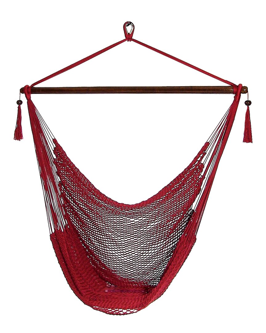 Sunnydaze Soft Polyester Extra-large Hanging Rope Caribbean Hammock Chair In Red