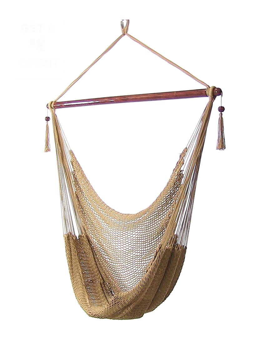 SUNNYDAZE SUNNYDAZE SOFT POLYESTER EXTRA-LARGE HANGING ROPE CARIBBEAN HAMMOCK CHAIR