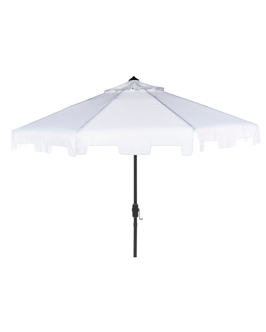 Safavieh Zimmerman 9 Ft Crank Market Umbrella In White