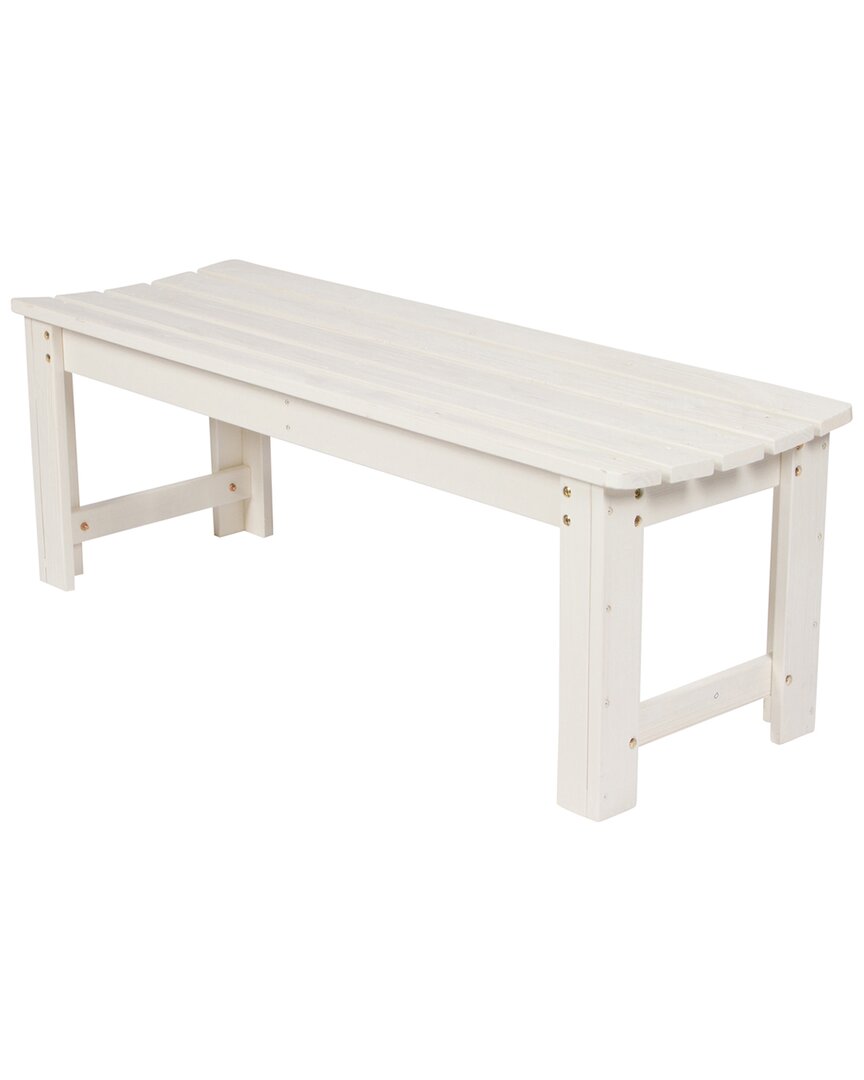 Shine Co. 4ft Backless Garden Bench With Hydro-tex Finish In Off-white