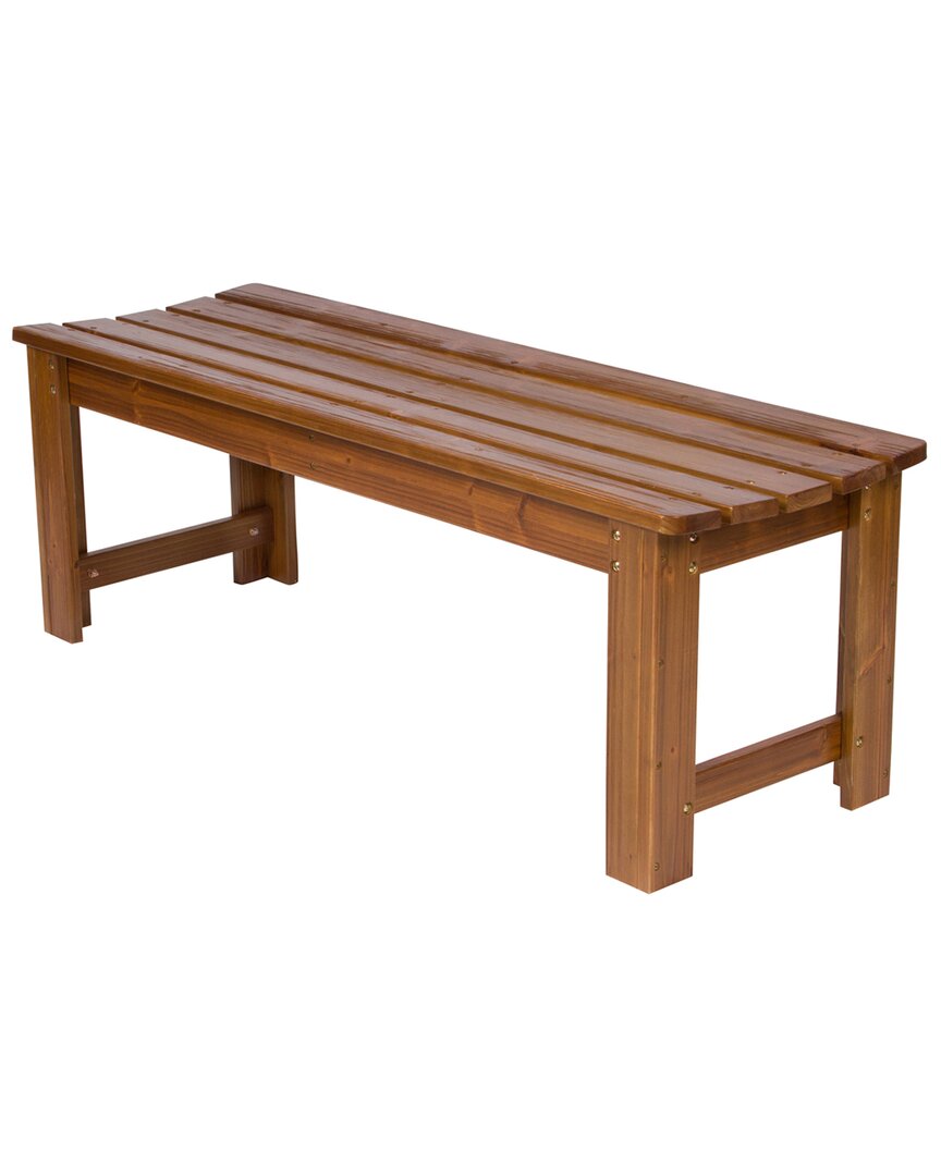 Shine Co. 4ft Backless Garden Bench With Hydro-tex Finish In Brown