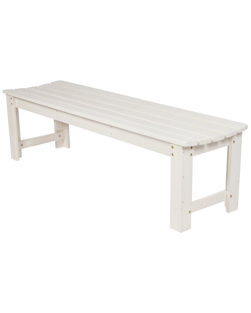 Shine Co. 5ft Backless Garden Bench With Hydro-tex Finish In Off-white