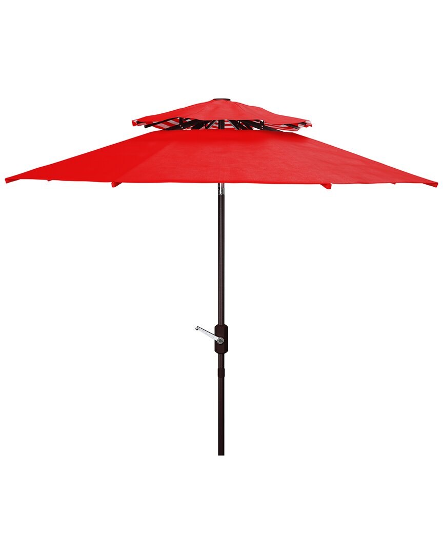 Shop Safavieh Indoor/outdoor Athens 9ft Dbletop Umbrella In Red