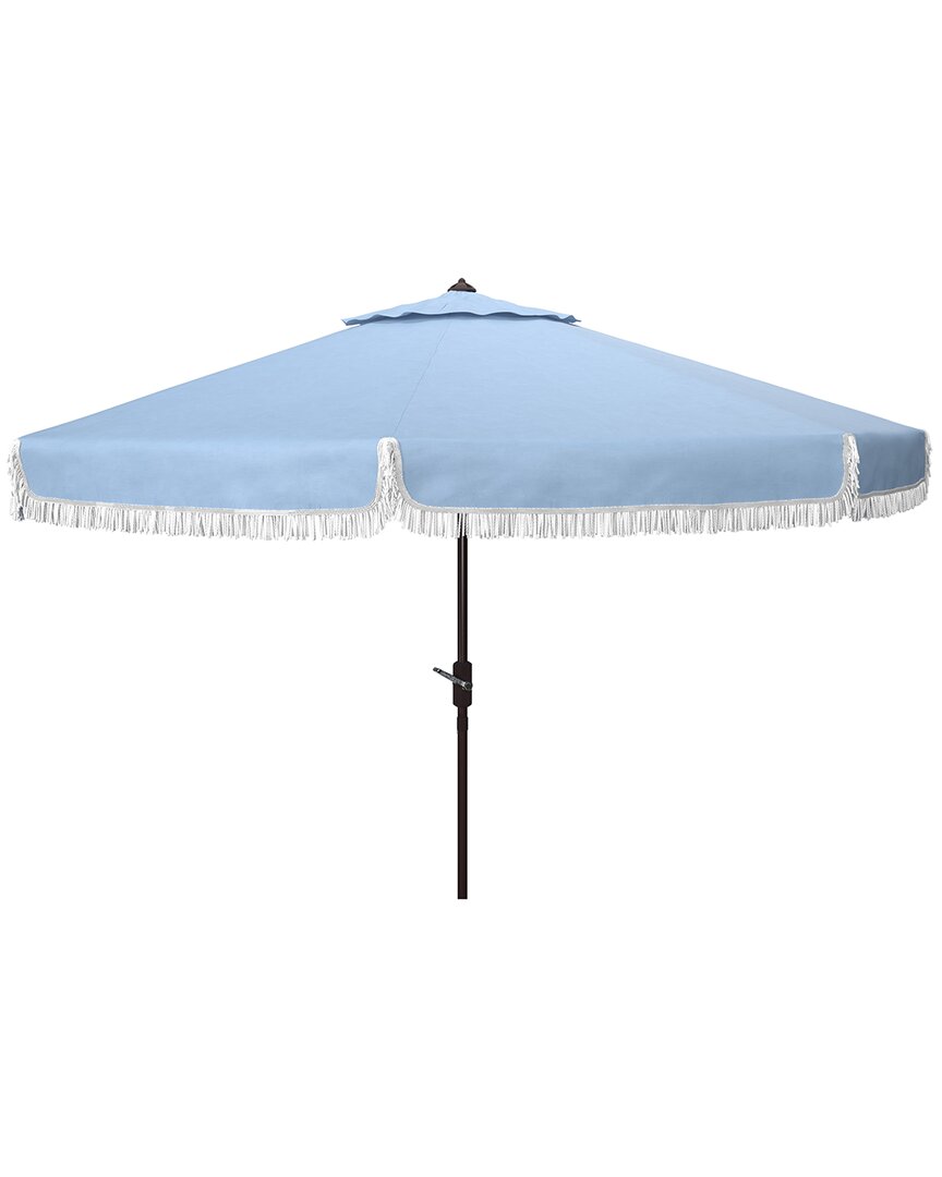 Safavieh Fabia Fringe 9ft Crank Umbrell In Blue
