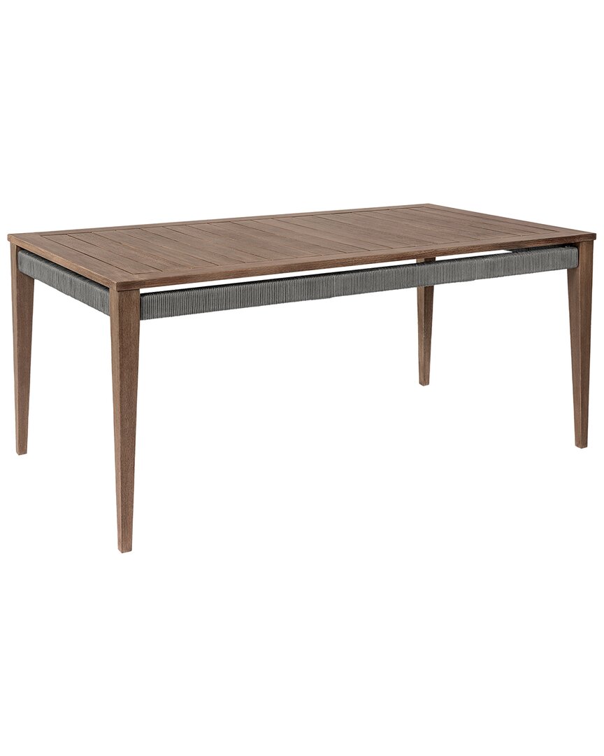 Armen Living Orbit Outdoor Patio Dining Table In Weathered Euca