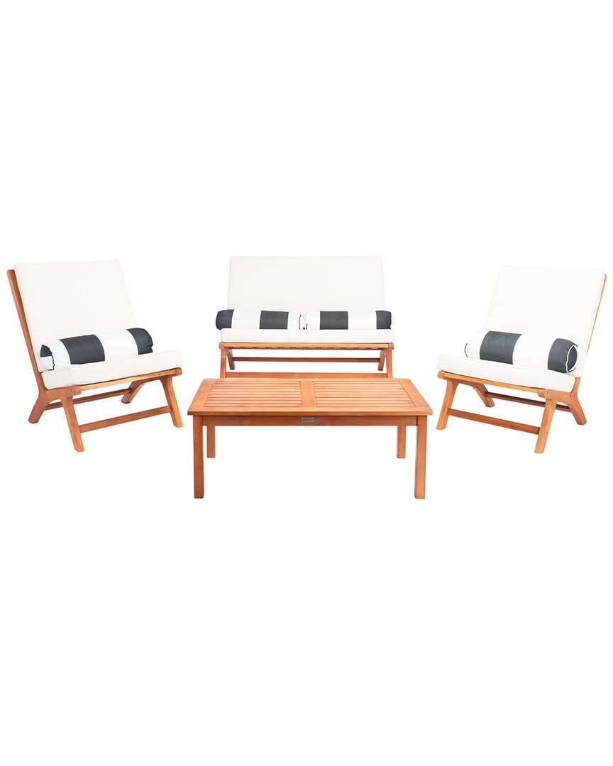 Shop Safavieh Chaston 4pc Outdoor Living Set With Accent Pillows In Natural