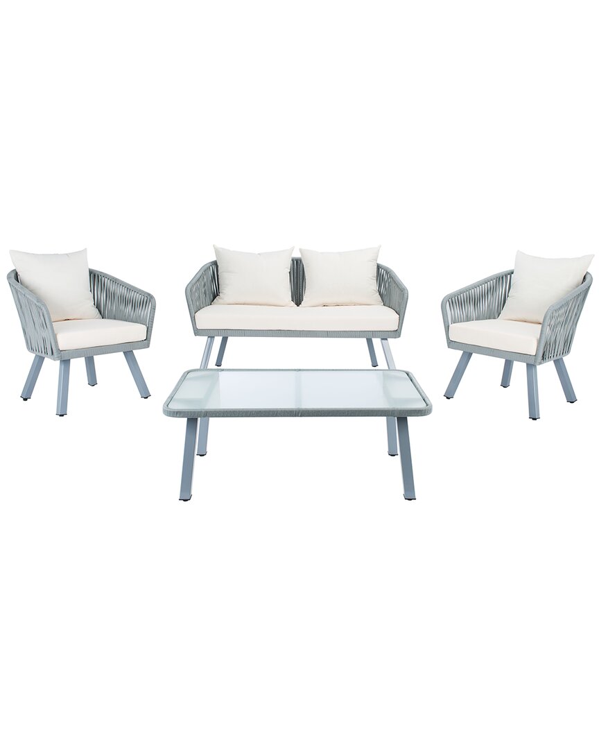 Safavieh Jorda Outdoor 4pc Rope Living Set In Grey