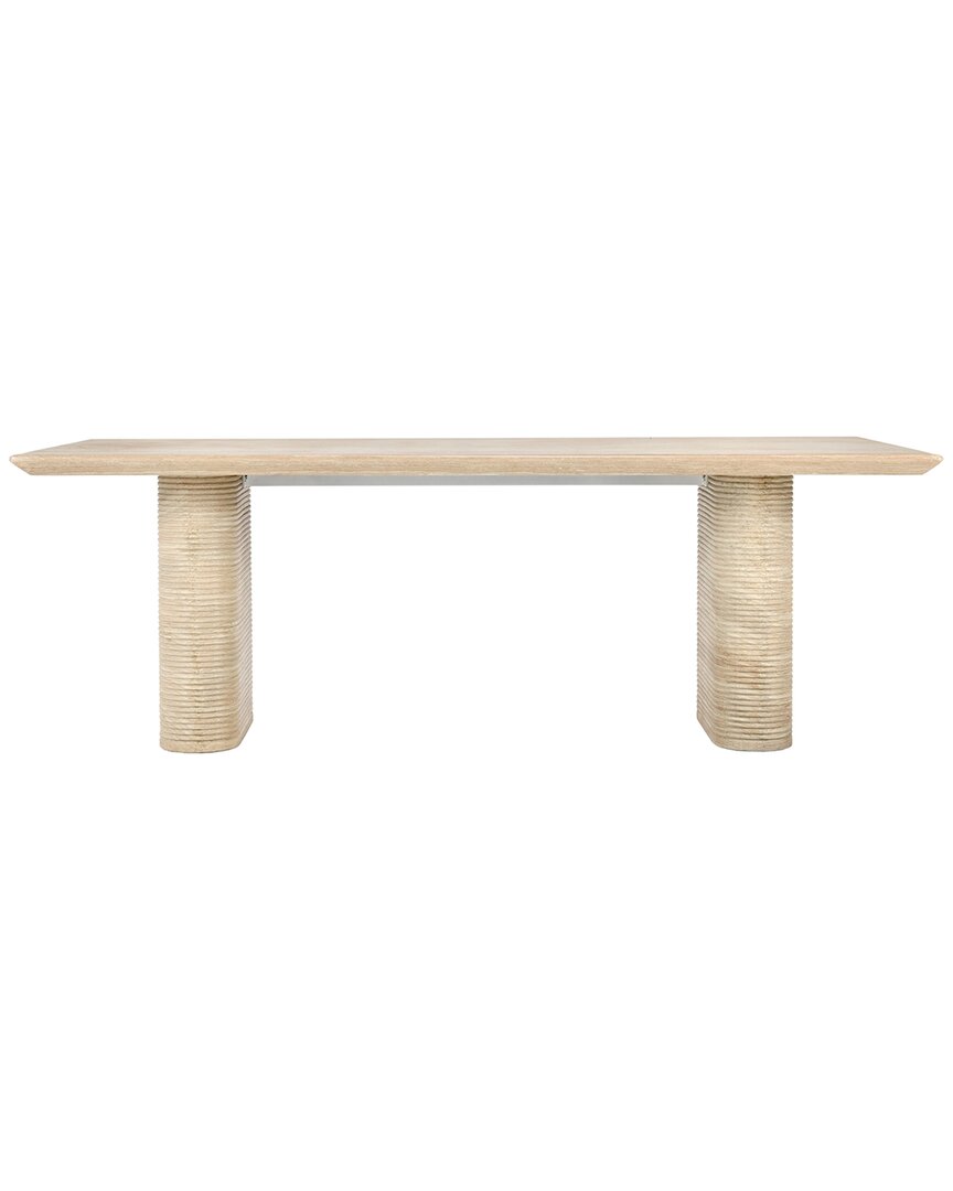 Classic Home Aiden 87in Stripped Stone Outdoor Dining Table In Beige