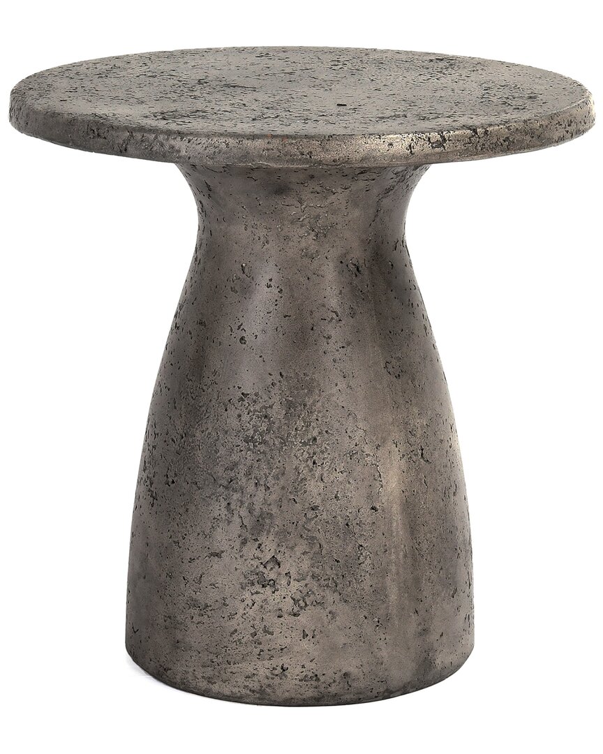 Classic Home Collins 16in Concrete Stone Outdoor Accent Table In Grey