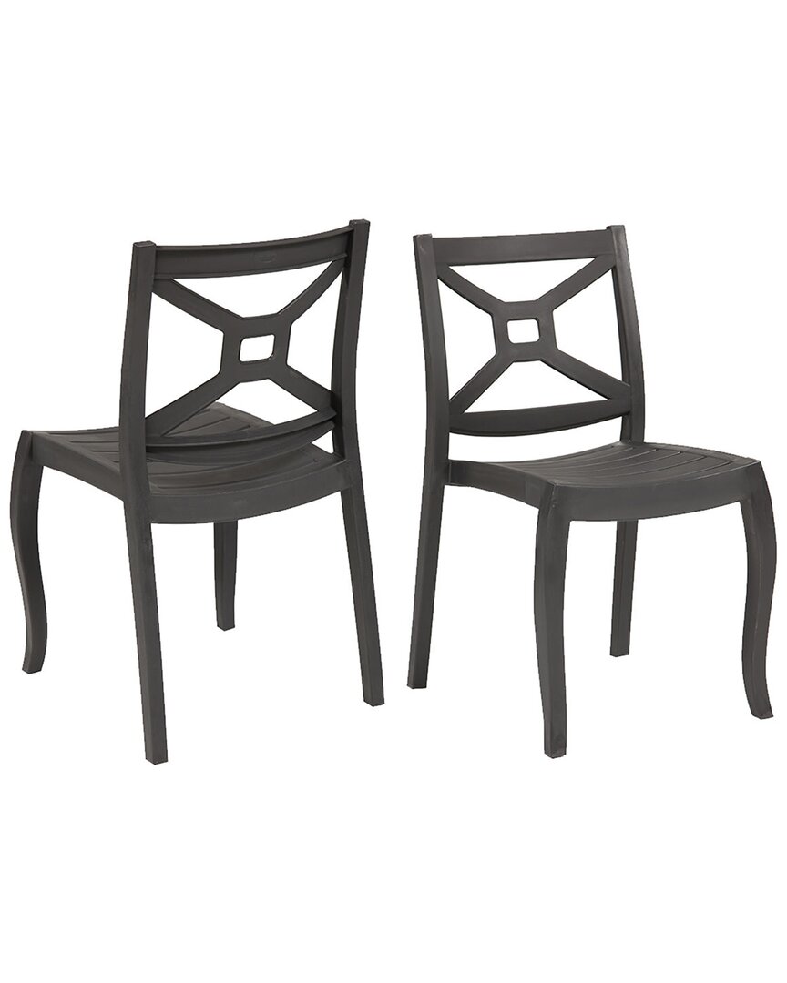 Panama Jack Zeus Set Of 2 Stackable Side Chairs In Black
