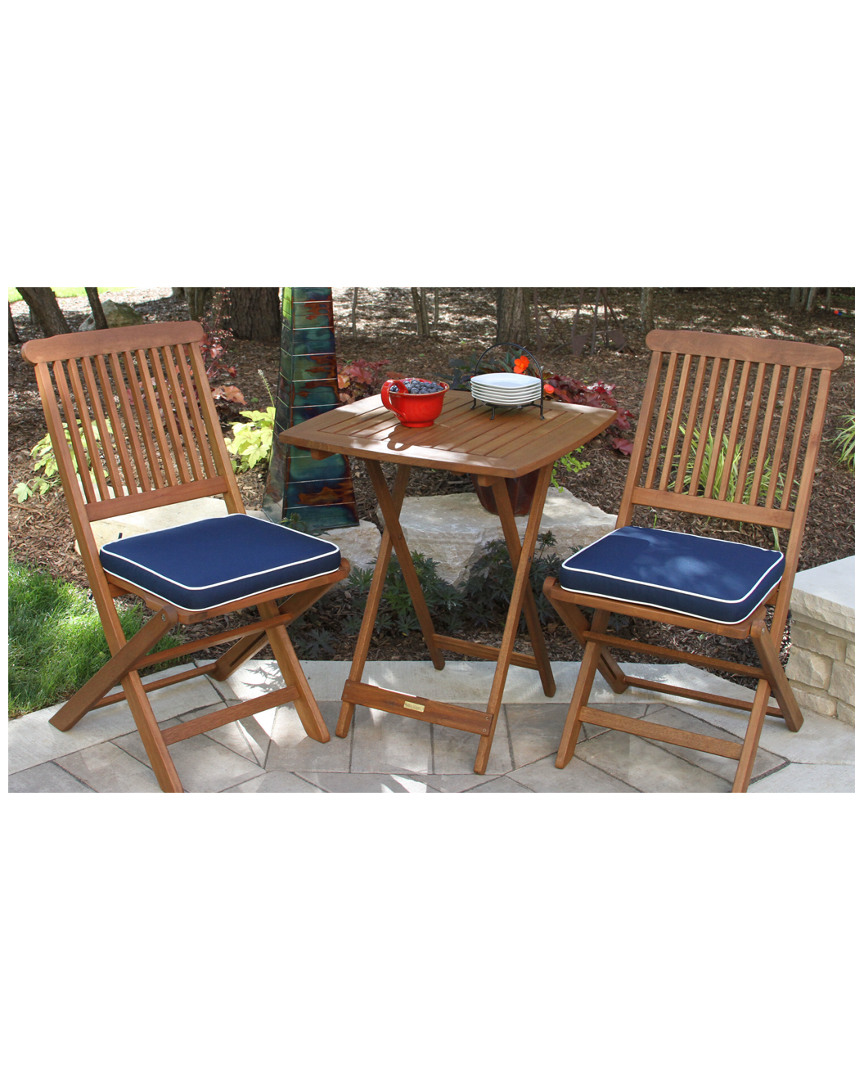 Shop Outdoor Interiors 3pc Square Bistro Set With Blue Cushions